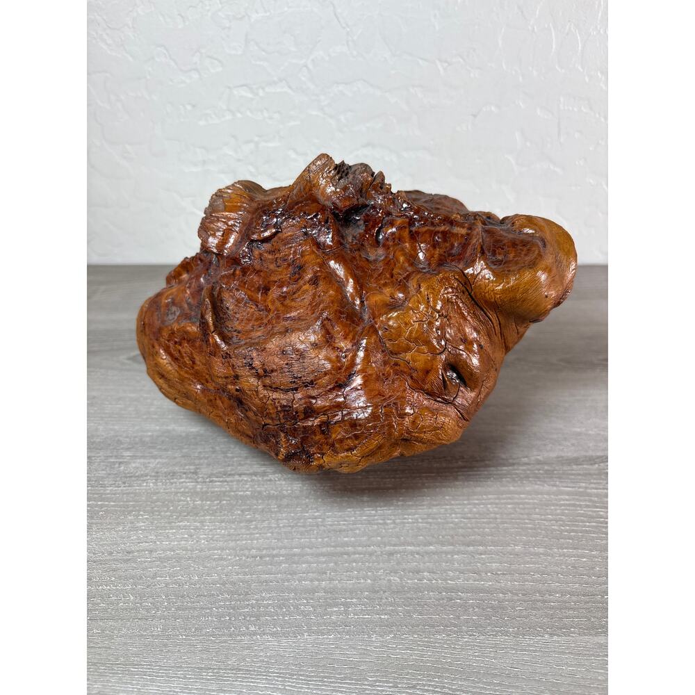 Natural Root Wood Burl- Clean and Laquared- 5x5x6.5- 5.4 Pounds - EUC